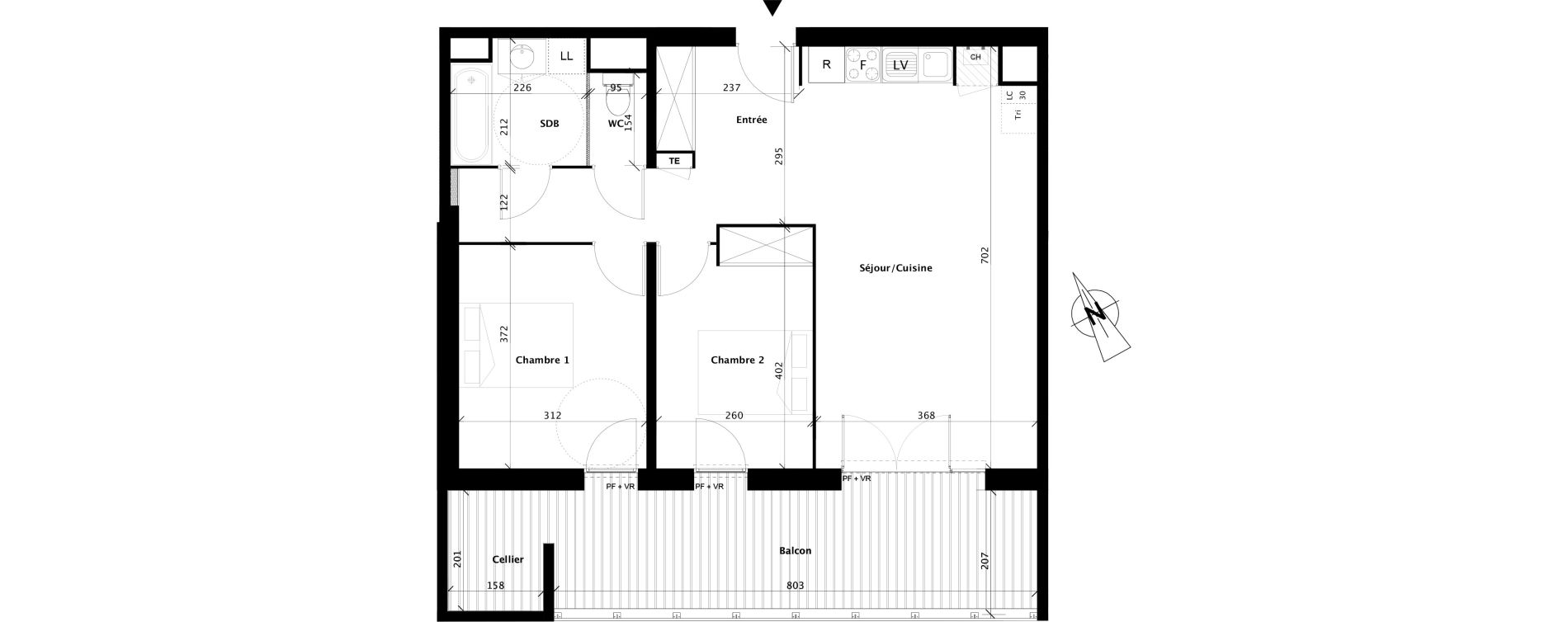 Appartement T3 de 64,96 m2 &agrave; Colomiers Centre