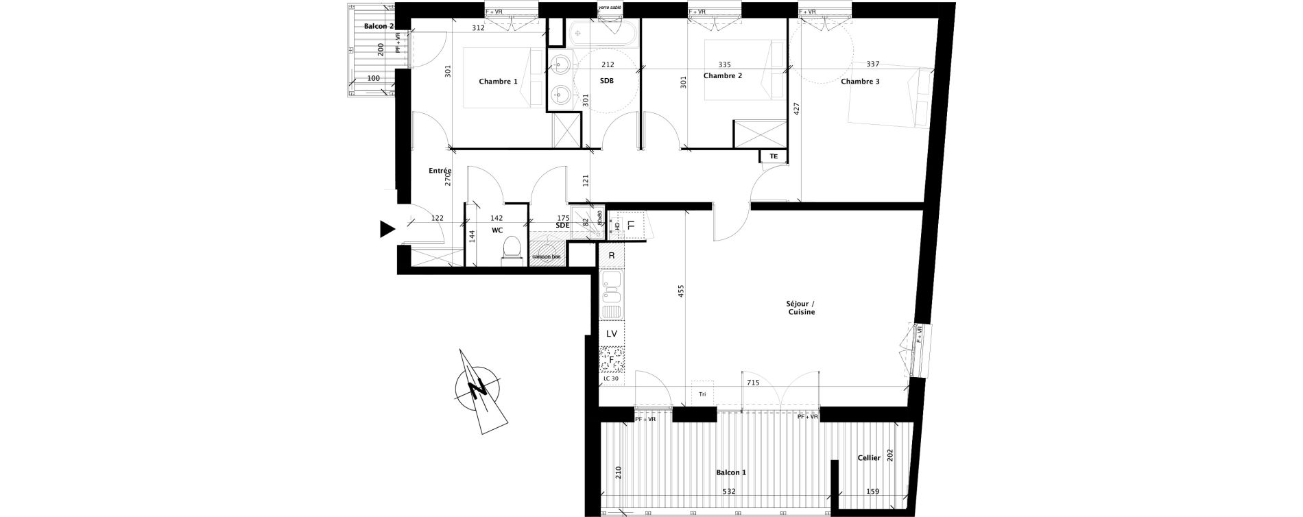 Appartement T4 de 88,74 m2 &agrave; Colomiers Centre