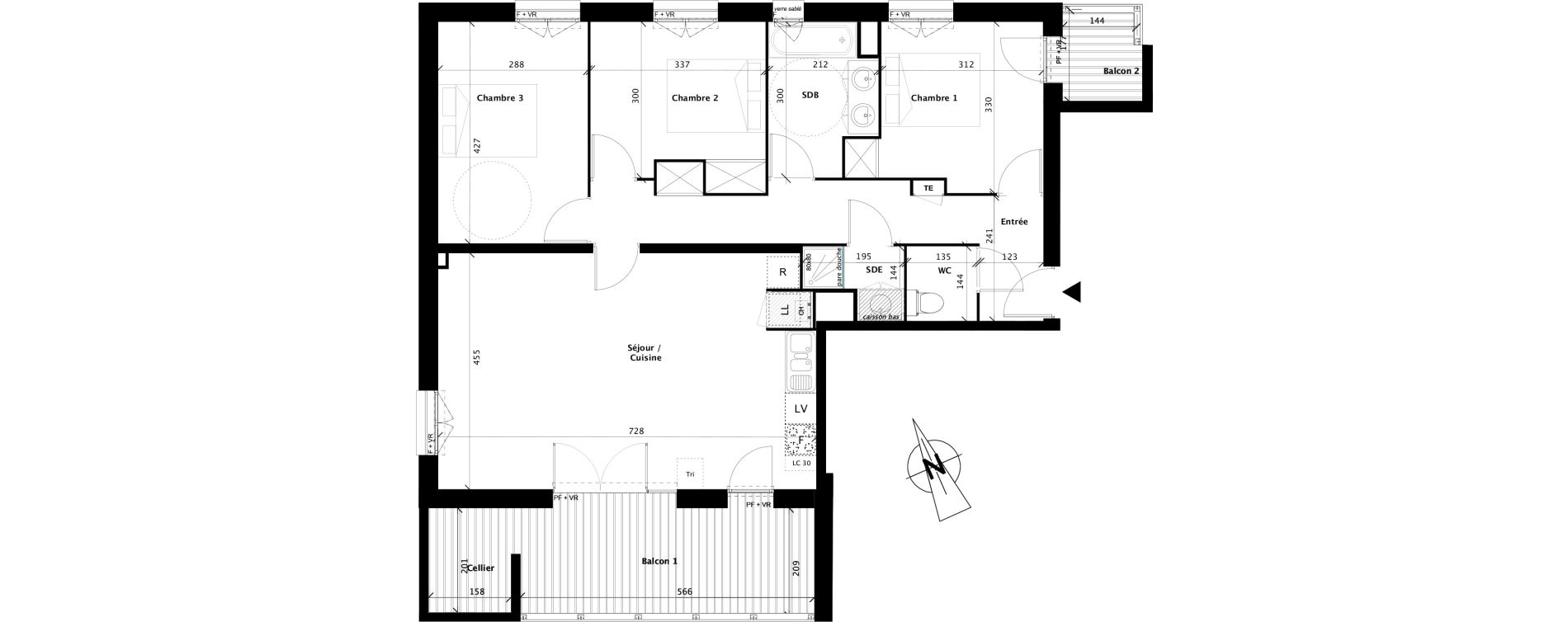 Appartement T4 de 86,73 m2 &agrave; Colomiers Centre
