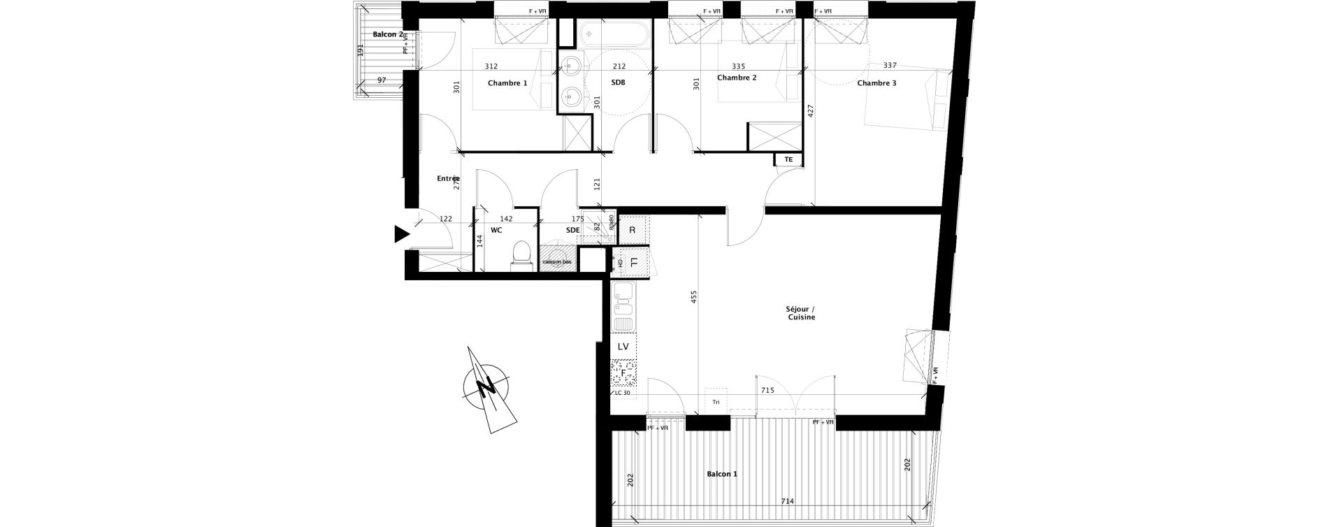 Appartement T4 de 88,71 m2 &agrave; Colomiers Centre