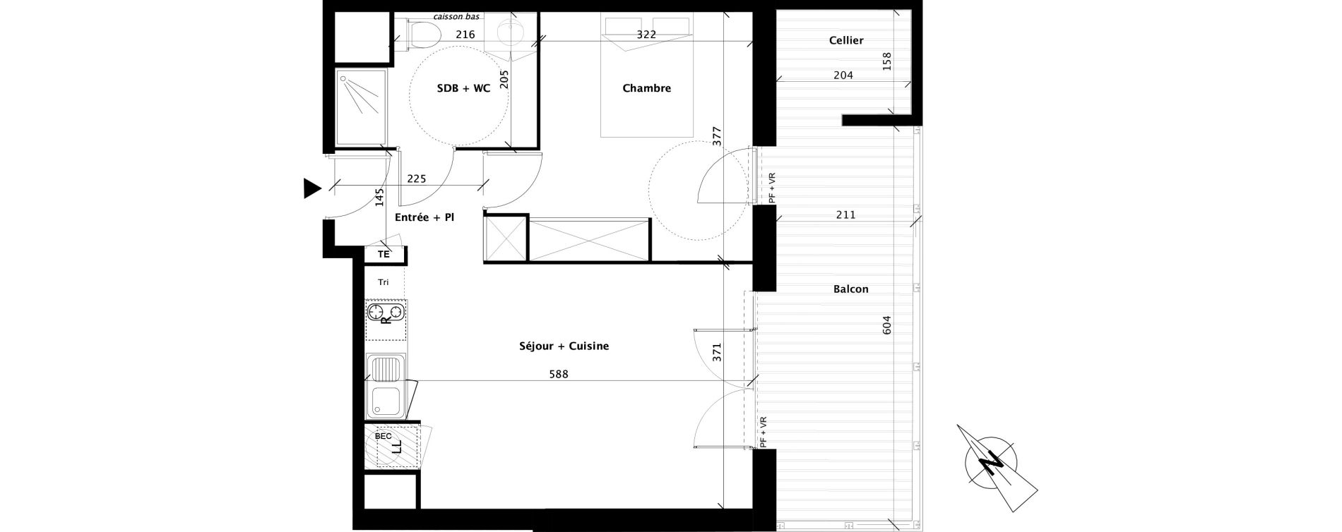 Appartement T2 de 43,76 m2 &agrave; Colomiers Centre