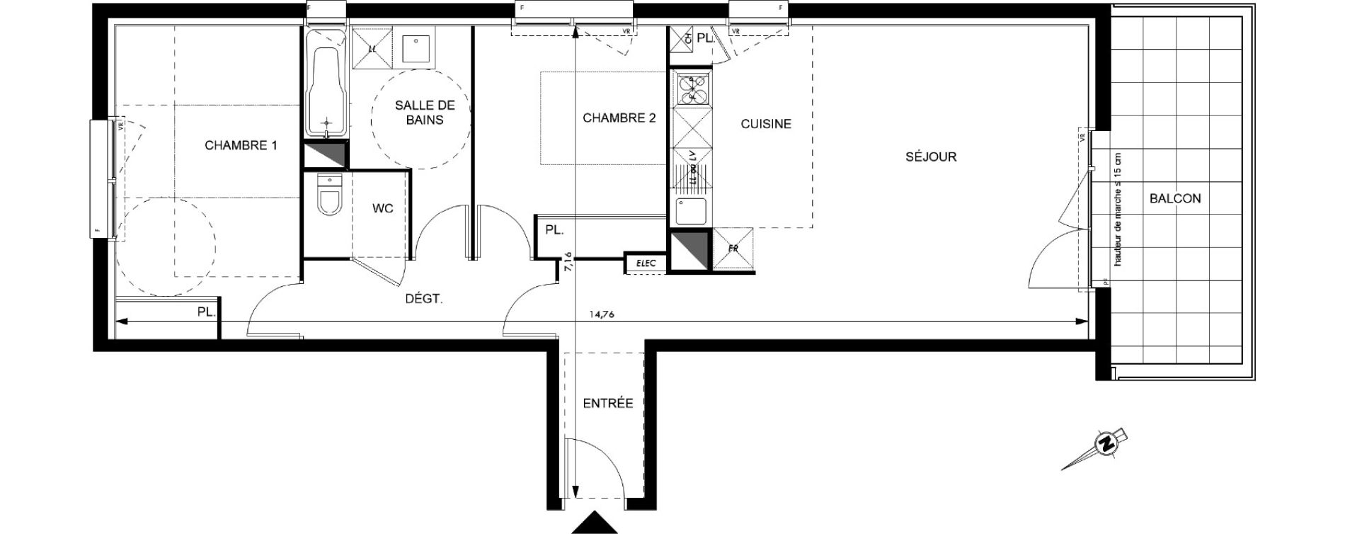 Appartement T3 de 71,20 m2 &agrave; Colomiers Les fenassiers