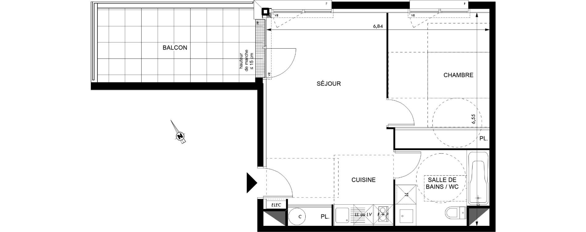 Appartement T2 de 43,30 m2 &agrave; Colomiers Les fenassiers