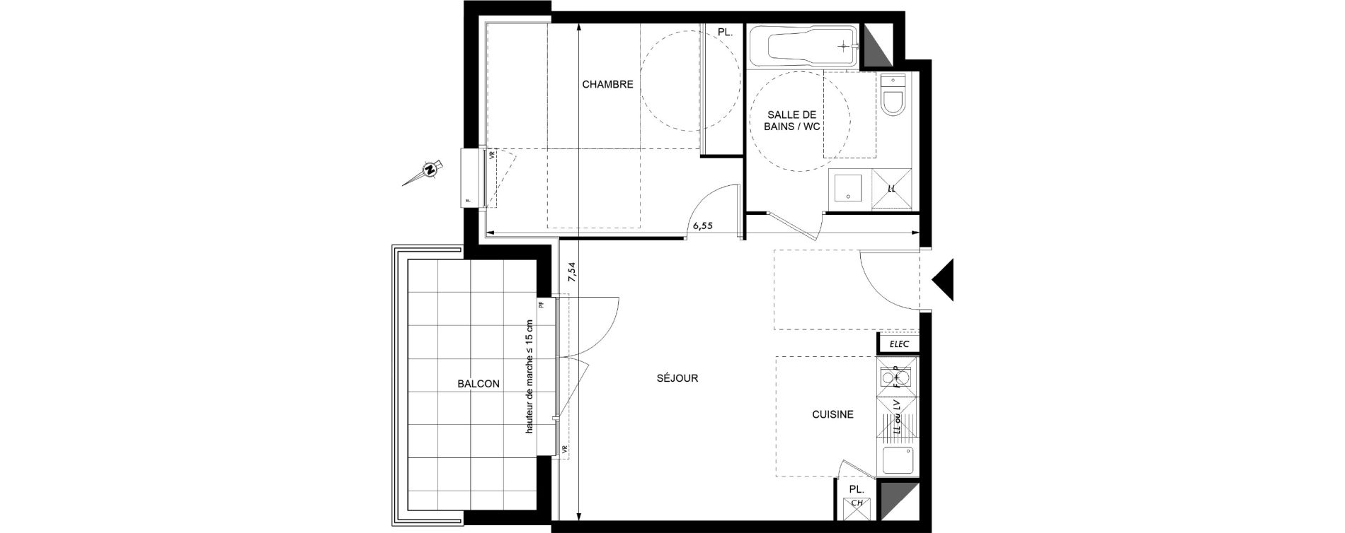 Appartement T2 de 42,84 m2 &agrave; Colomiers Les fenassiers