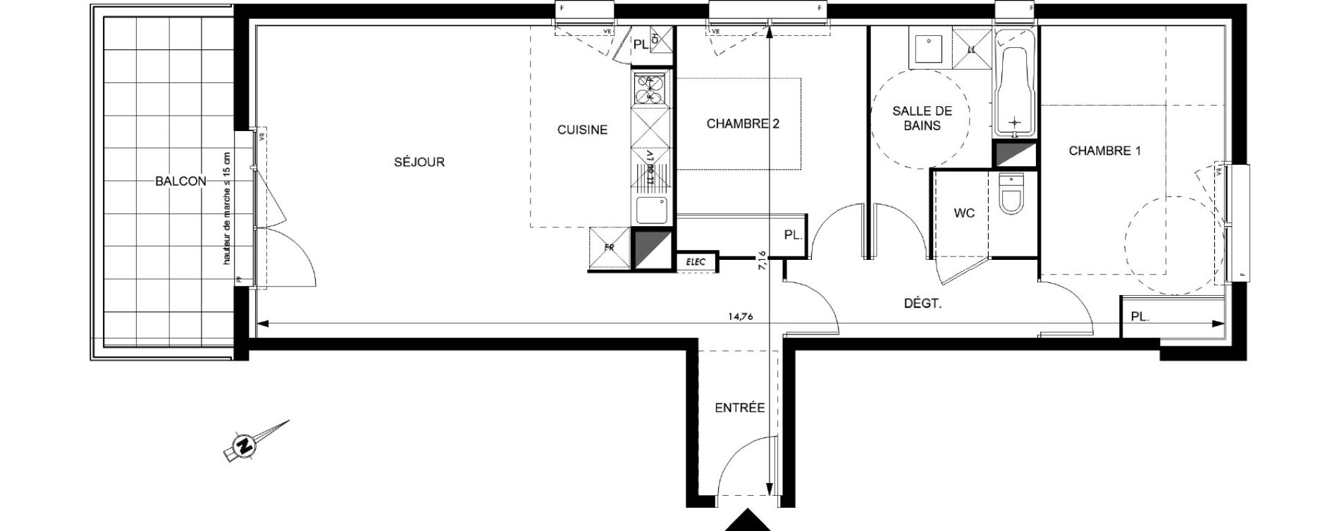 Appartement T3 de 71,20 m2 &agrave; Colomiers Les fenassiers