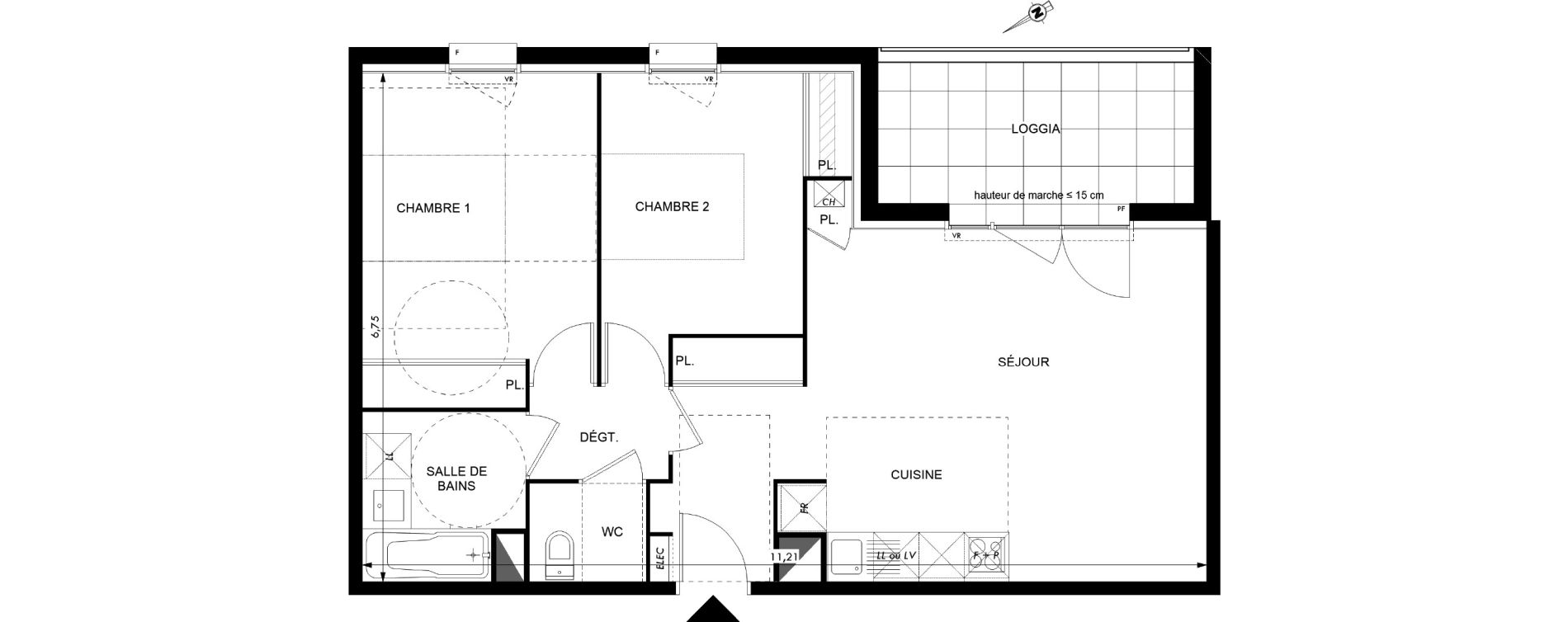 Appartement T3 de 63,75 m2 &agrave; Colomiers Les fenassiers