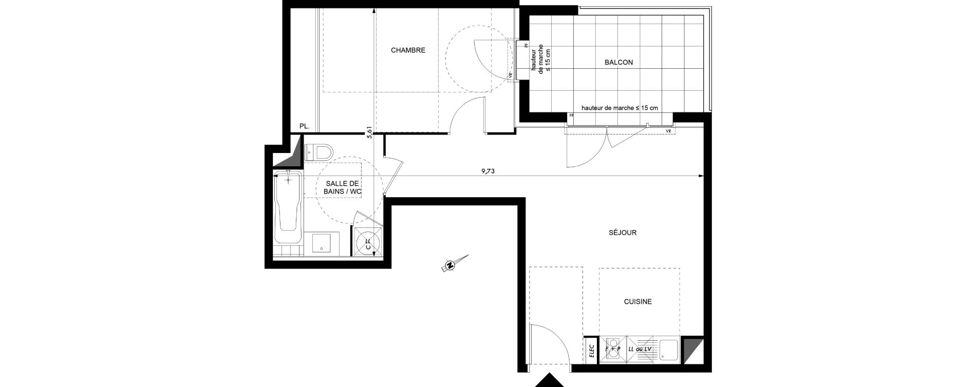 Appartement T2 de 46,02 m2 &agrave; Colomiers Les fenassiers