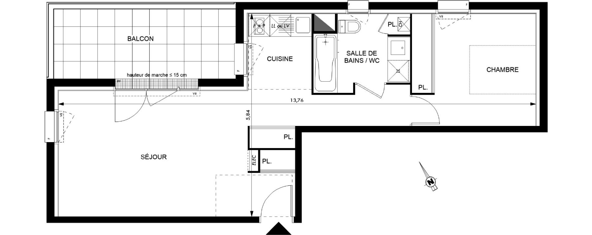 Appartement T2 de 49,00 m2 &agrave; Colomiers Les fenassiers