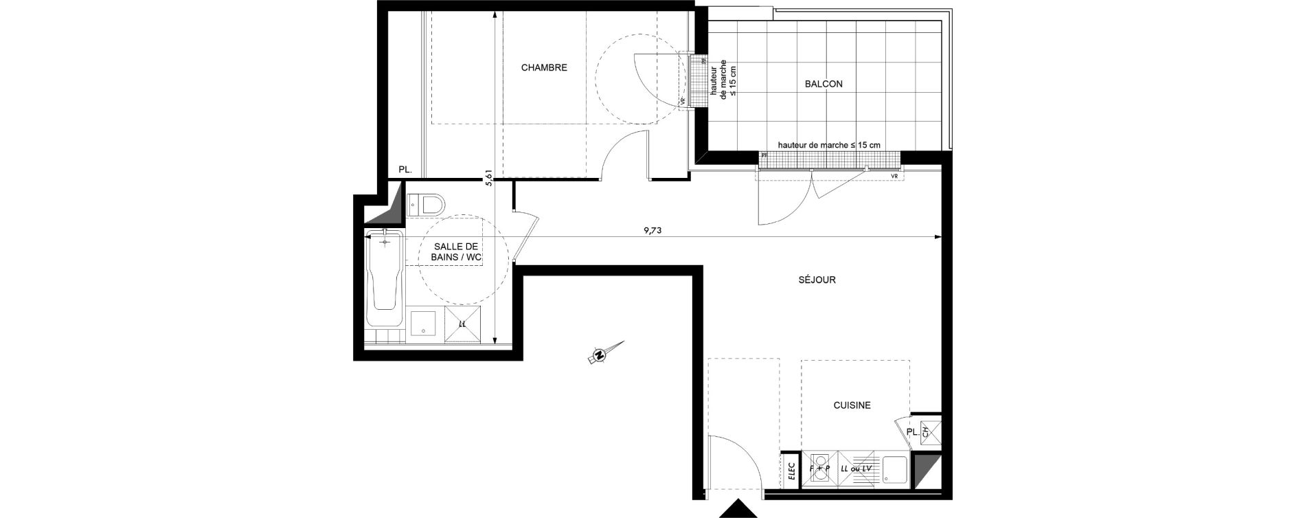 Appartement T2 de 46,00 m2 &agrave; Colomiers Les fenassiers