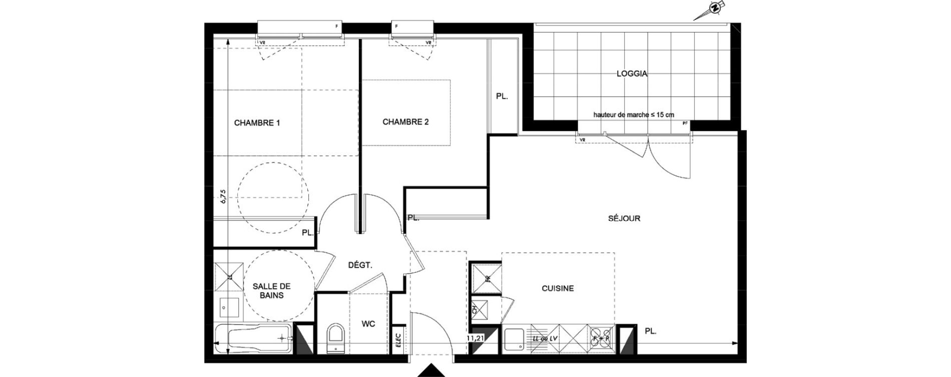 Appartement T3 de 63,43 m2 &agrave; Colomiers Les fenassiers