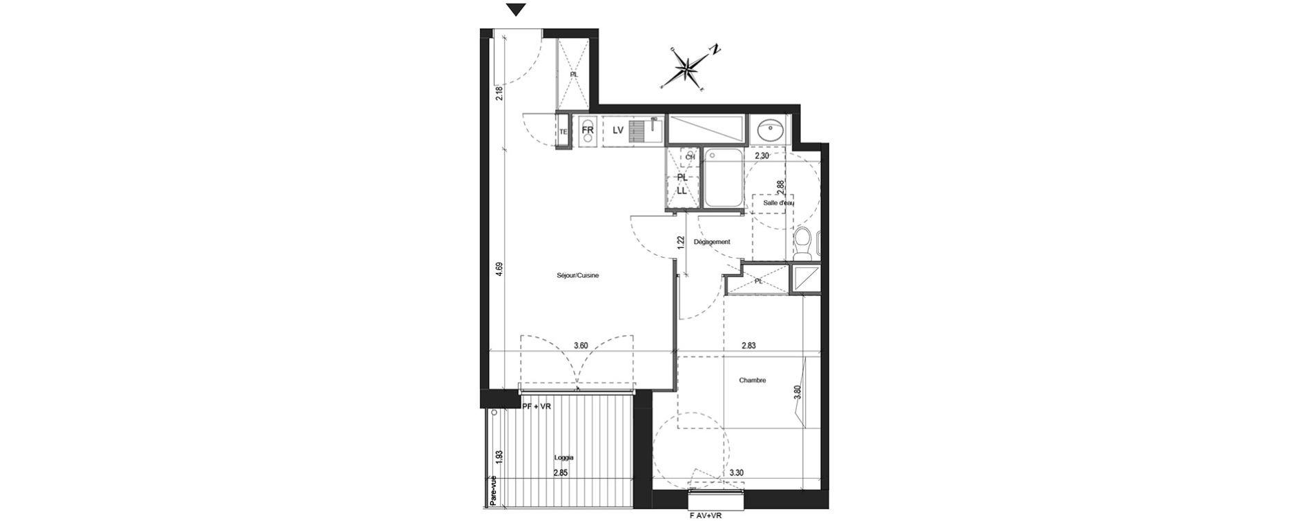 Appartement T2 de 41,50 m2 &agrave; Colomiers Centre