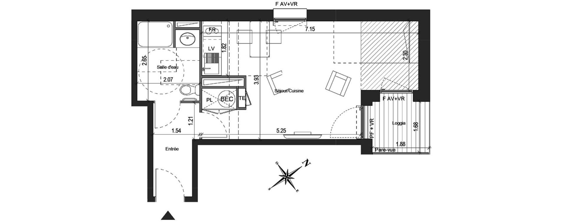 Appartement T1 de 33,70 m2 &agrave; Colomiers Centre