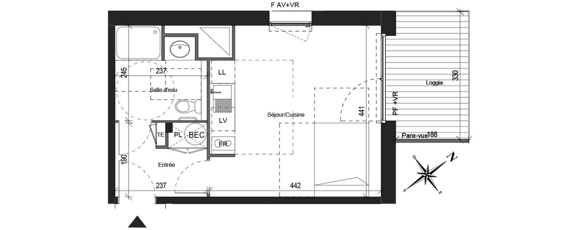 Appartement T1 de 28,40 m2 &agrave; Colomiers Centre