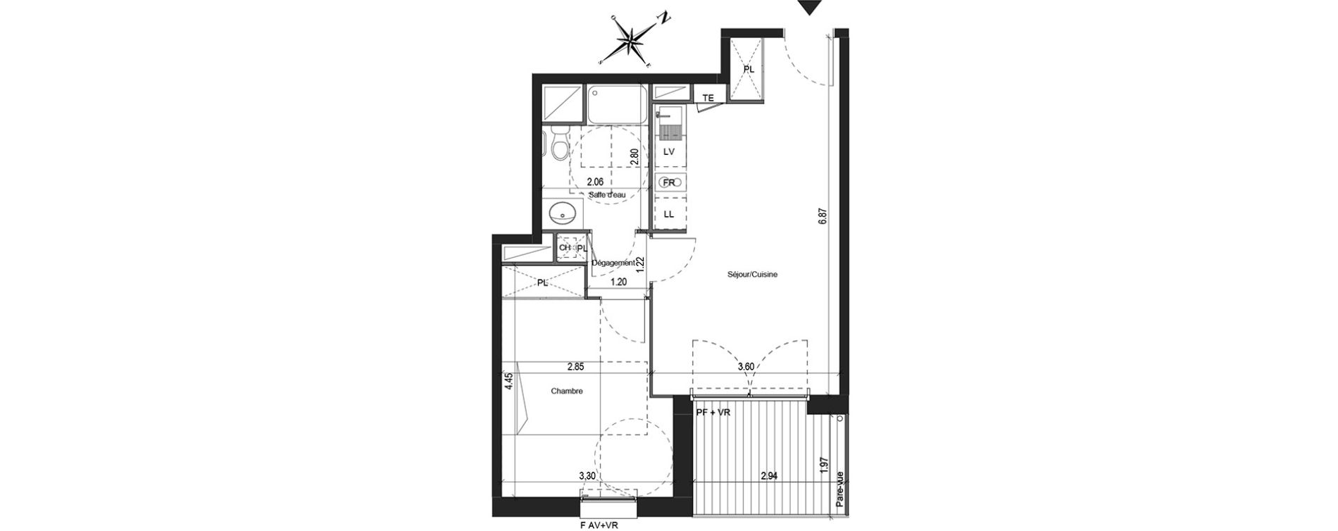 Appartement T2 de 42,30 m2 &agrave; Colomiers Centre