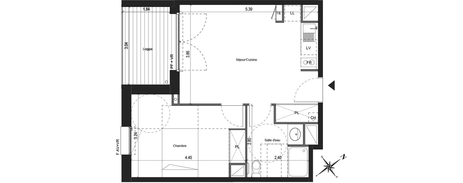 Appartement T2 de 39,60 m2 &agrave; Colomiers Centre