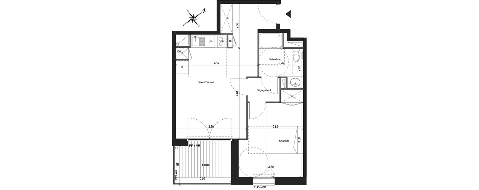 Appartement T2 de 42,80 m2 &agrave; Colomiers Centre