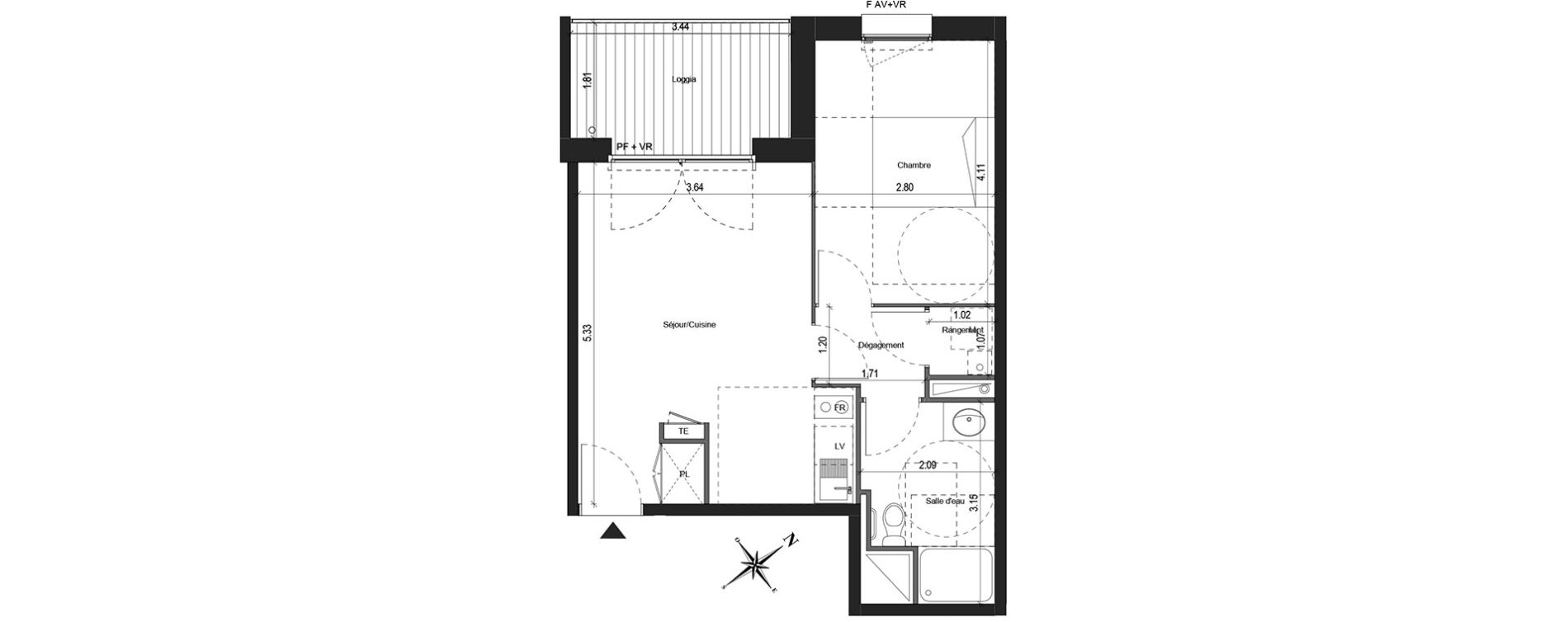 Appartement T2 de 40,80 m2 &agrave; Colomiers Centre