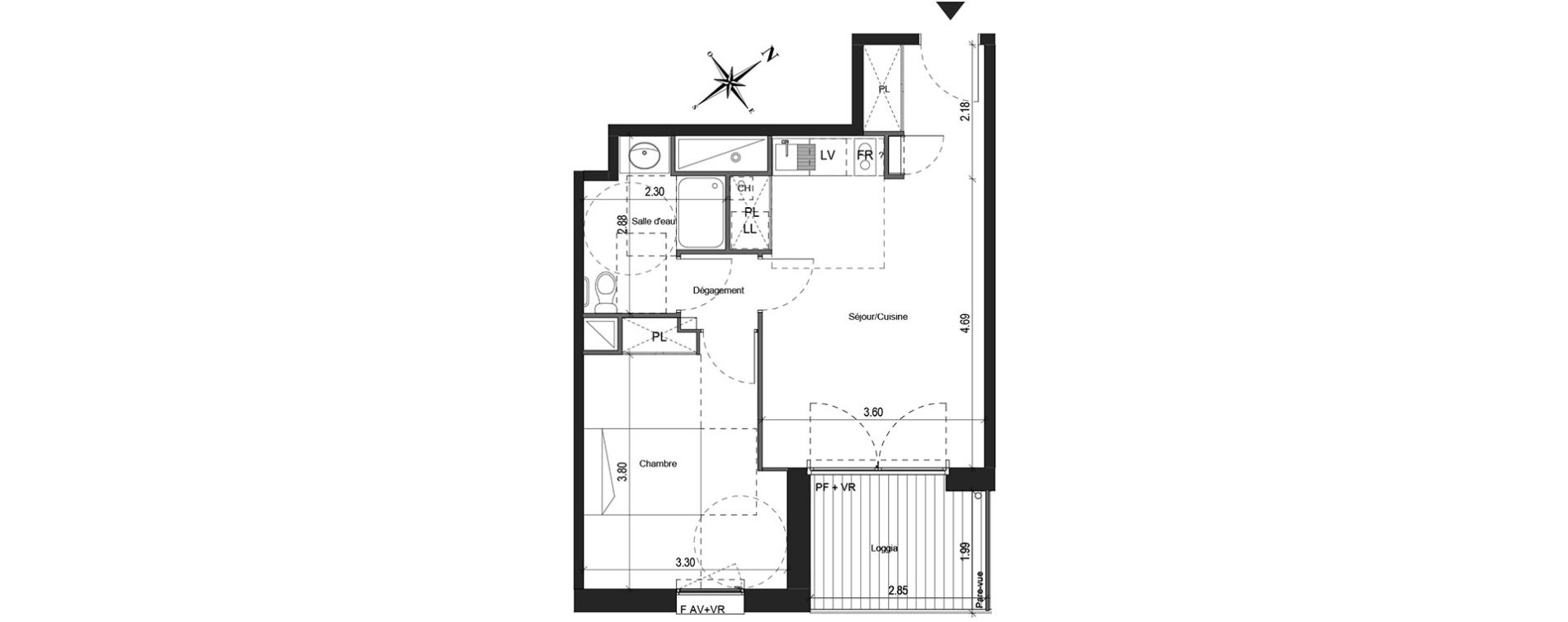 Appartement T2 de 41,50 m2 &agrave; Colomiers Centre