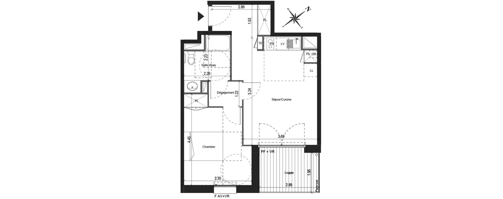 Appartement T2 de 42,80 m2 &agrave; Colomiers Centre