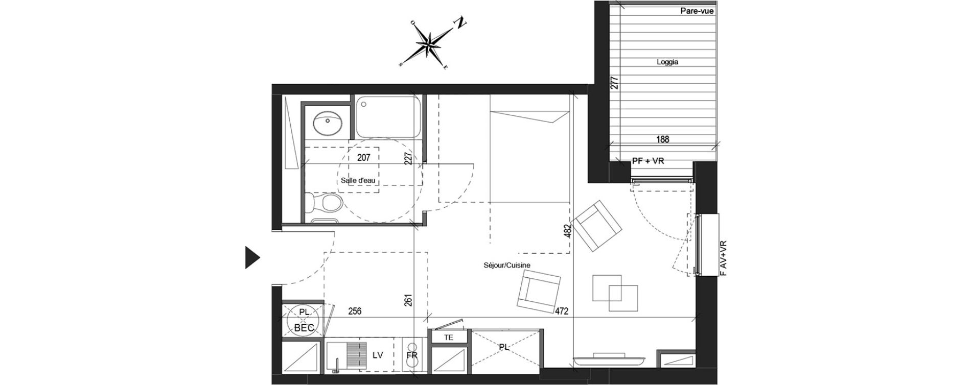 Appartement T1 de 29,80 m2 &agrave; Colomiers Centre