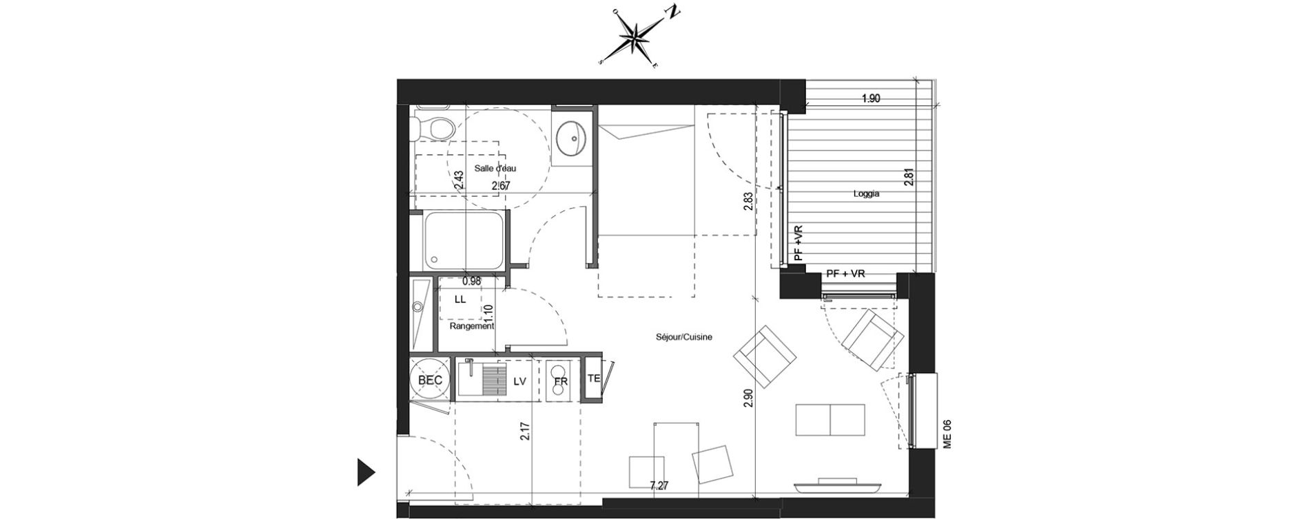 Appartement T1 de 35,50 m2 &agrave; Colomiers Centre