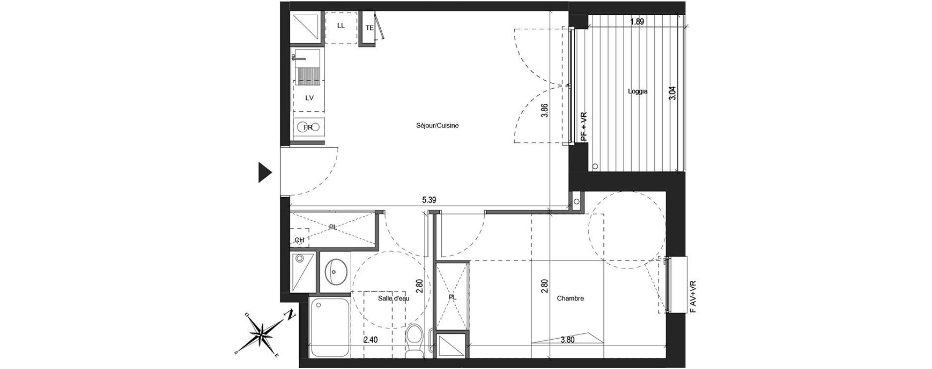 Appartement T2 de 39,60 m2 &agrave; Colomiers Centre