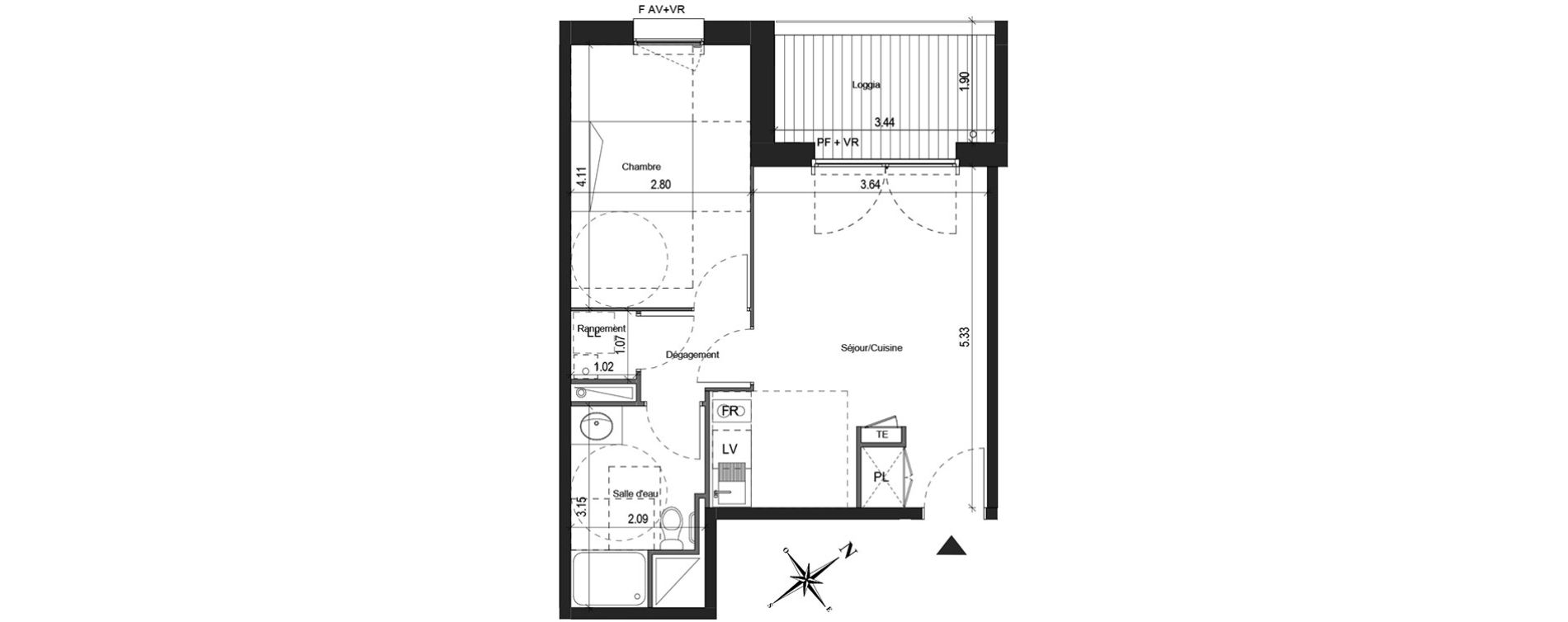 Appartement T2 de 40,80 m2 &agrave; Colomiers Centre