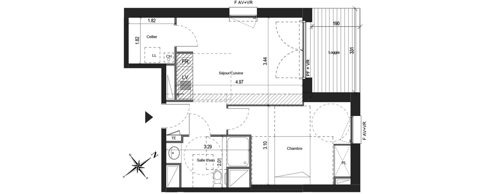 Appartement T2 de 41,60 m2 &agrave; Colomiers Centre