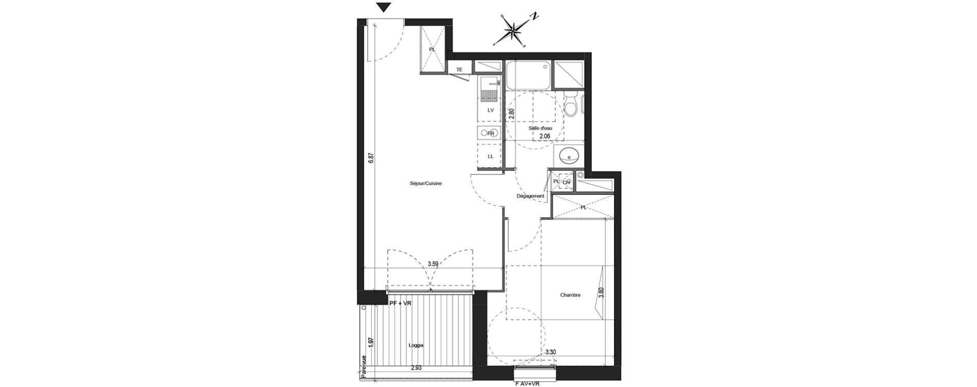 Appartement T2 de 42,30 m2 &agrave; Colomiers Centre