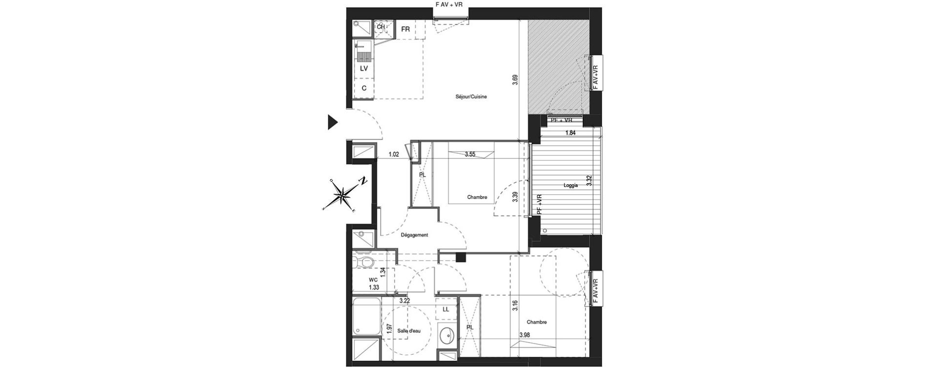Appartement T3 de 62,50 m2 &agrave; Colomiers Centre