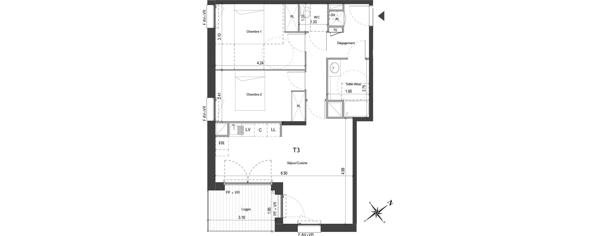 Appartement T3 de 62,40 m2 &agrave; Colomiers Centre