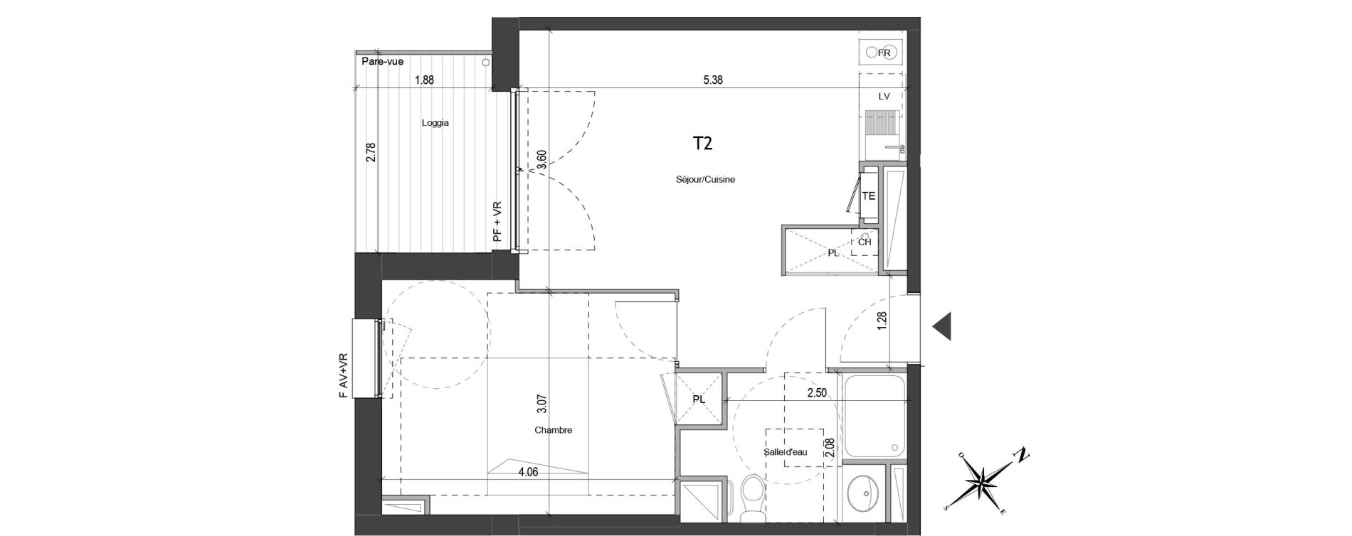 Appartement T2 de 40,30 m2 &agrave; Colomiers Centre