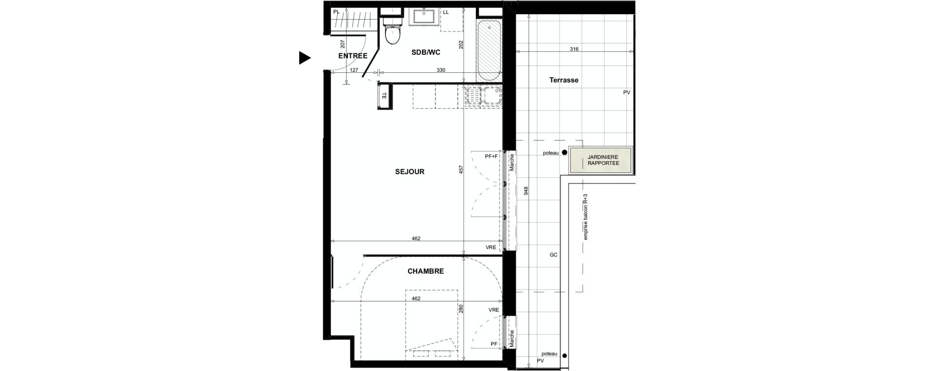 Appartement T2 de 42,18 m2 &agrave; Colomiers Centre