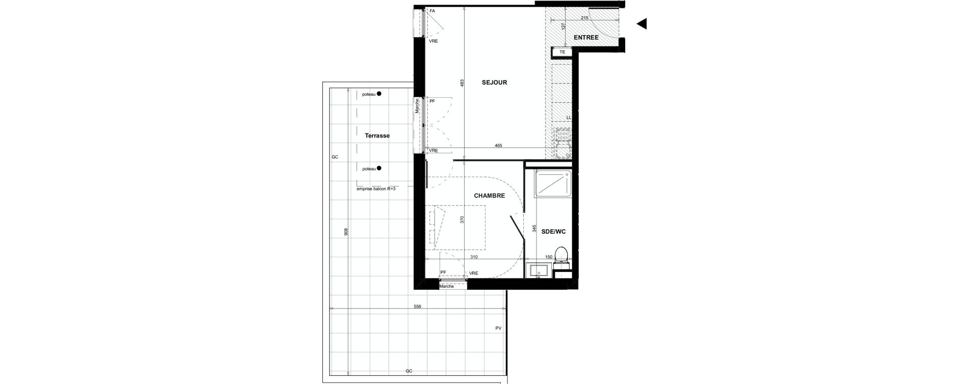 Appartement T2 de 40,48 m2 &agrave; Colomiers Centre