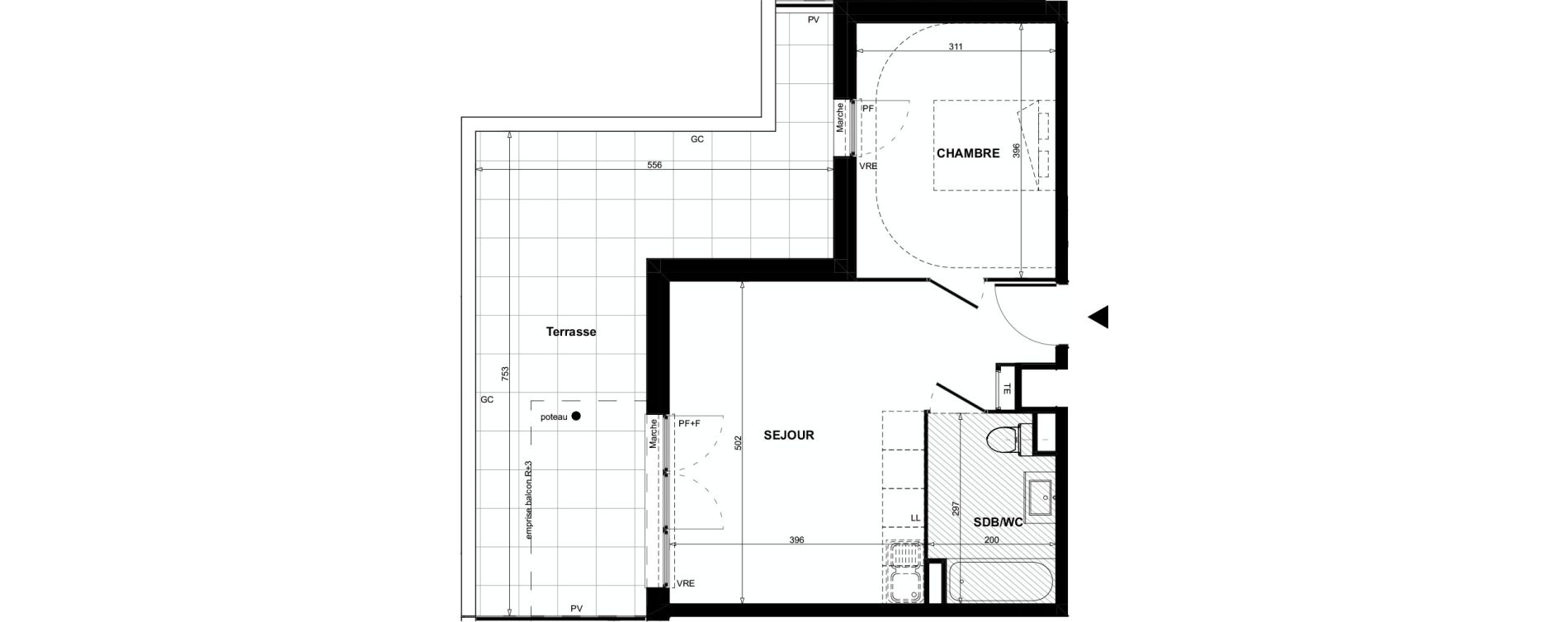 Appartement T2 de 41,10 m2 &agrave; Colomiers Centre