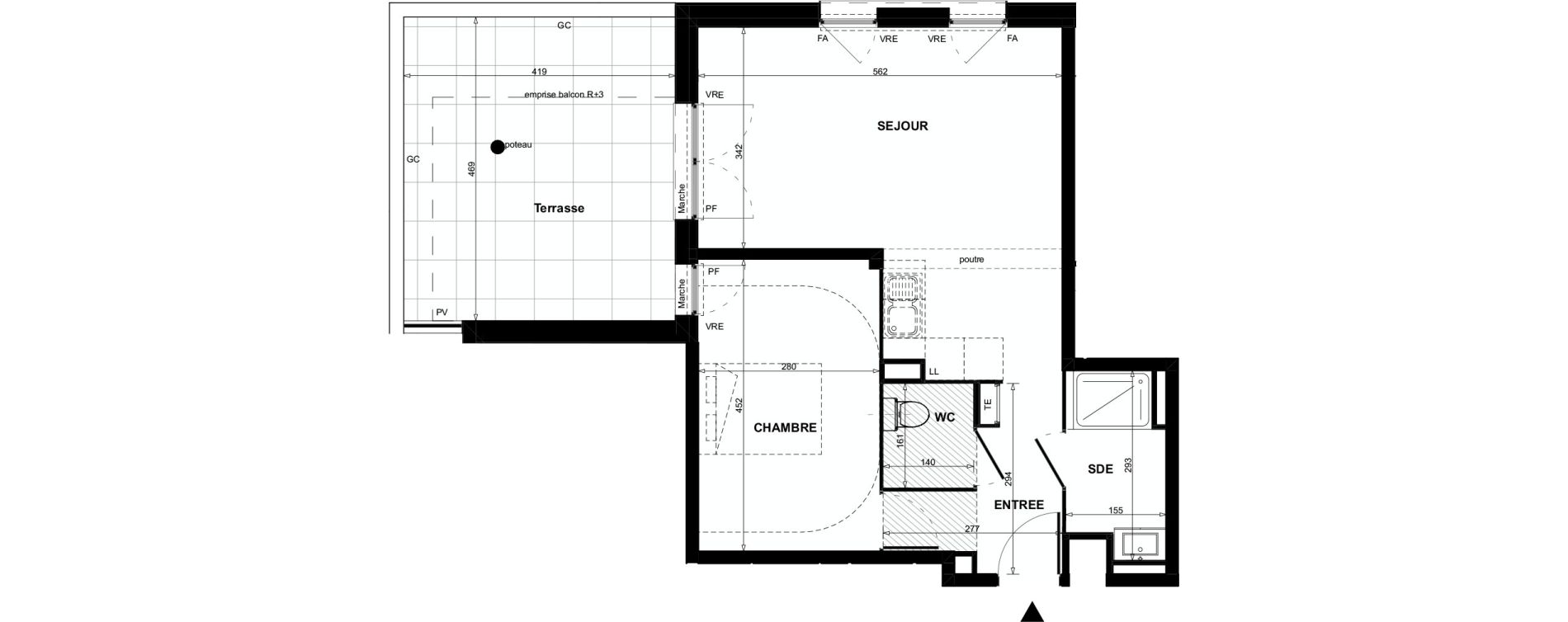 Appartement T2 de 48,53 m2 &agrave; Colomiers Centre