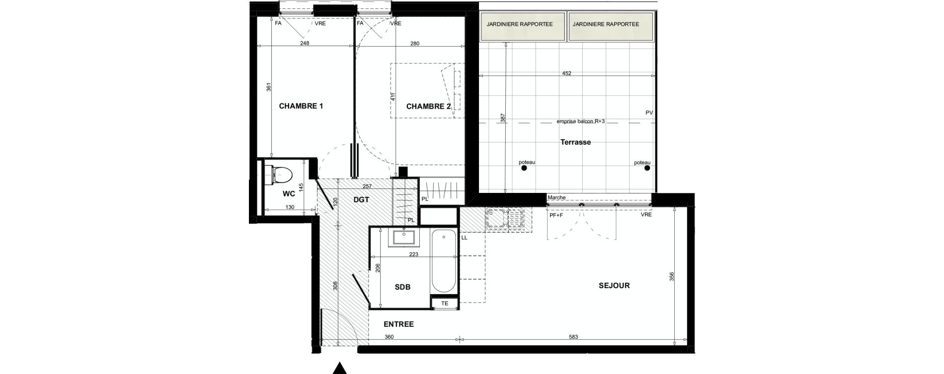 Appartement T3 de 57,78 m2 &agrave; Colomiers Centre