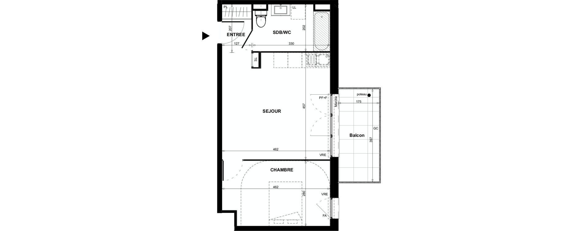 Appartement T2 de 42,18 m2 &agrave; Colomiers Centre