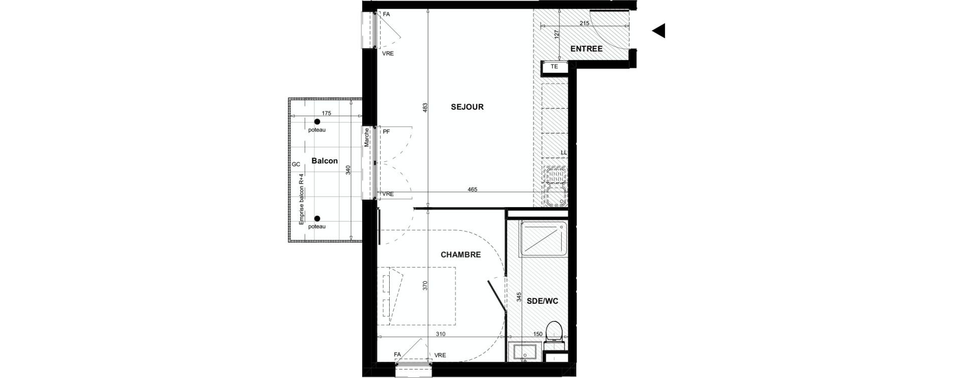 Appartement T2 de 40,48 m2 &agrave; Colomiers Centre