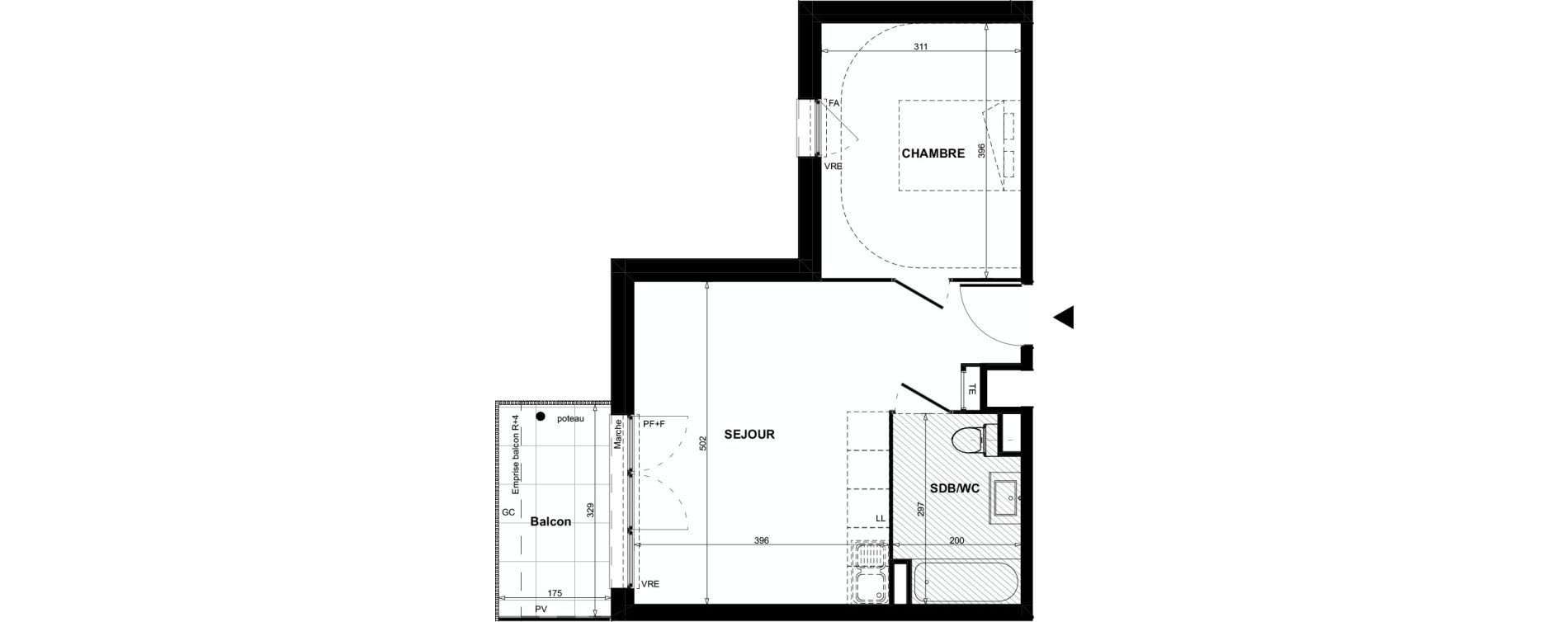 Appartement T2 de 41,10 m2 &agrave; Colomiers Centre