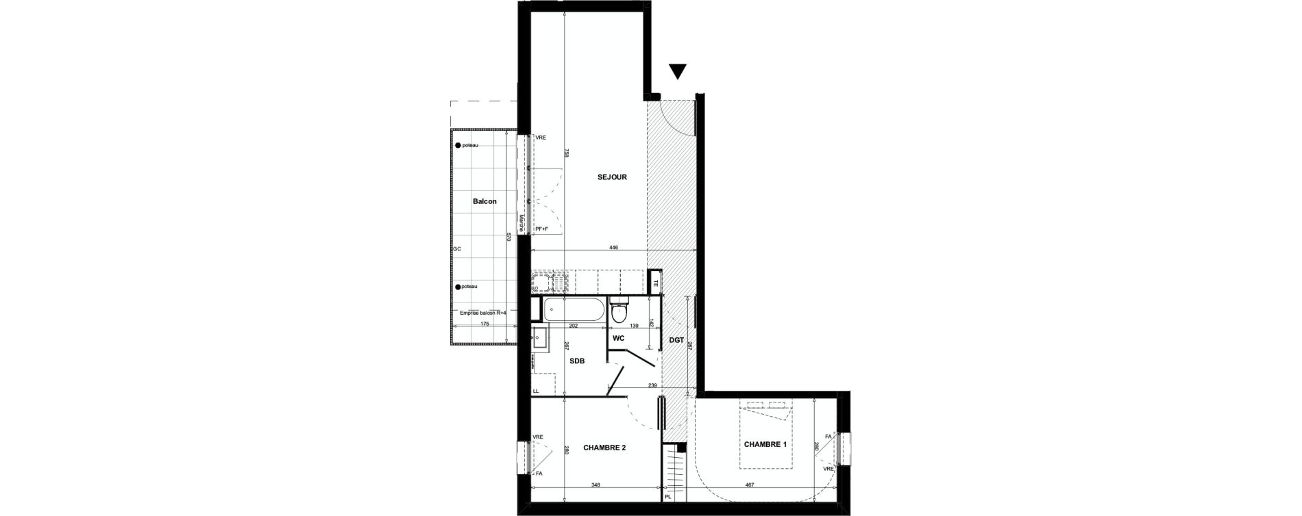 Appartement T3 de 64,29 m2 &agrave; Colomiers Centre