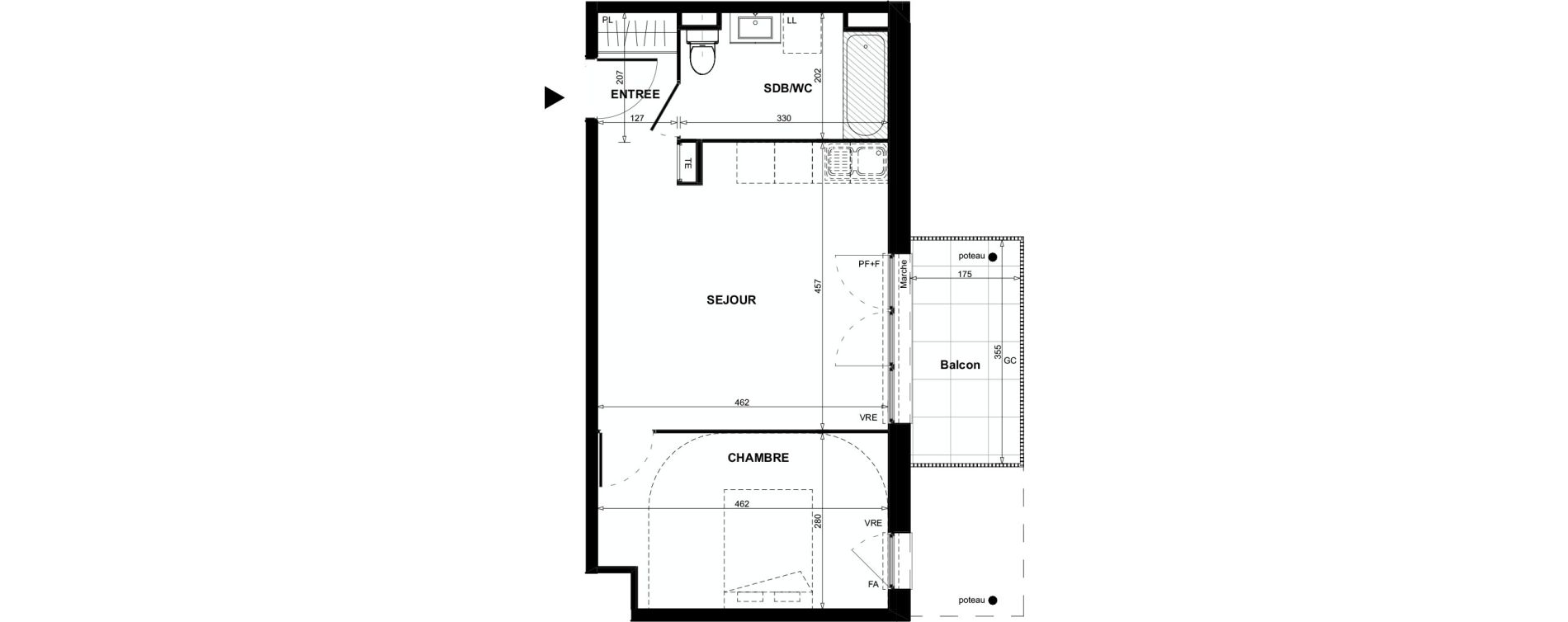 Appartement T2 de 42,18 m2 &agrave; Colomiers Centre