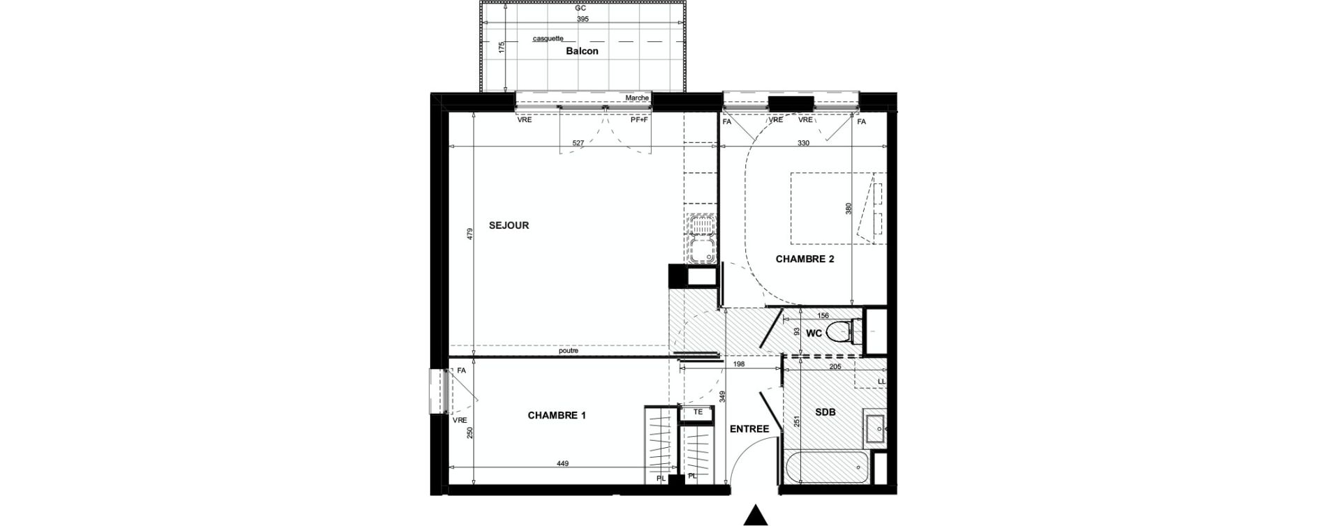 Appartement T3 de 60,74 m2 &agrave; Colomiers Centre