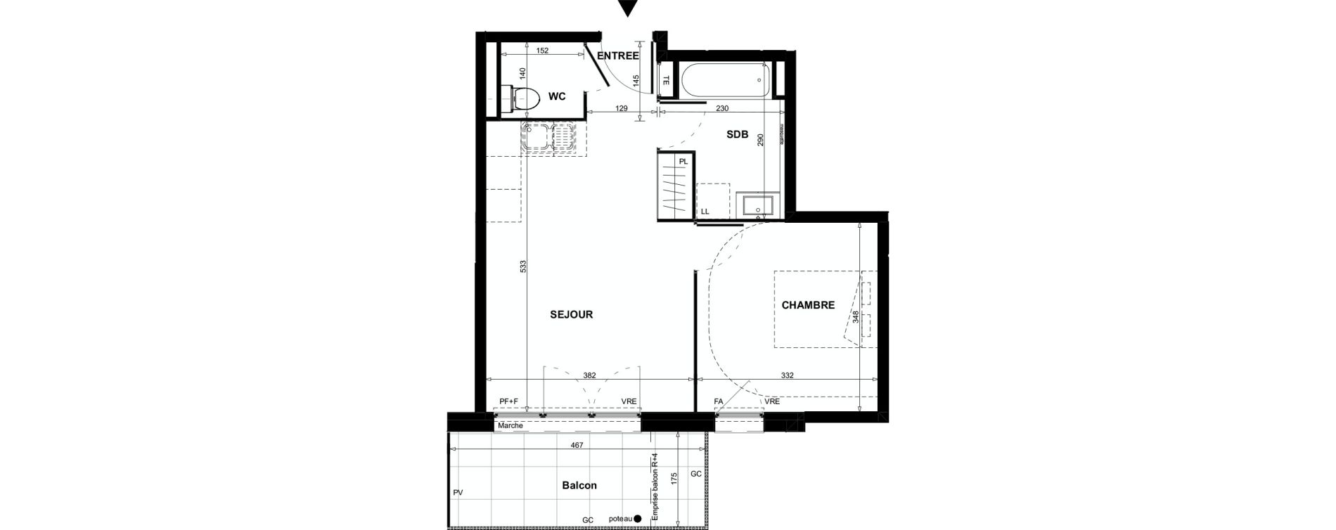 Appartement T2 de 40,85 m2 &agrave; Colomiers Centre