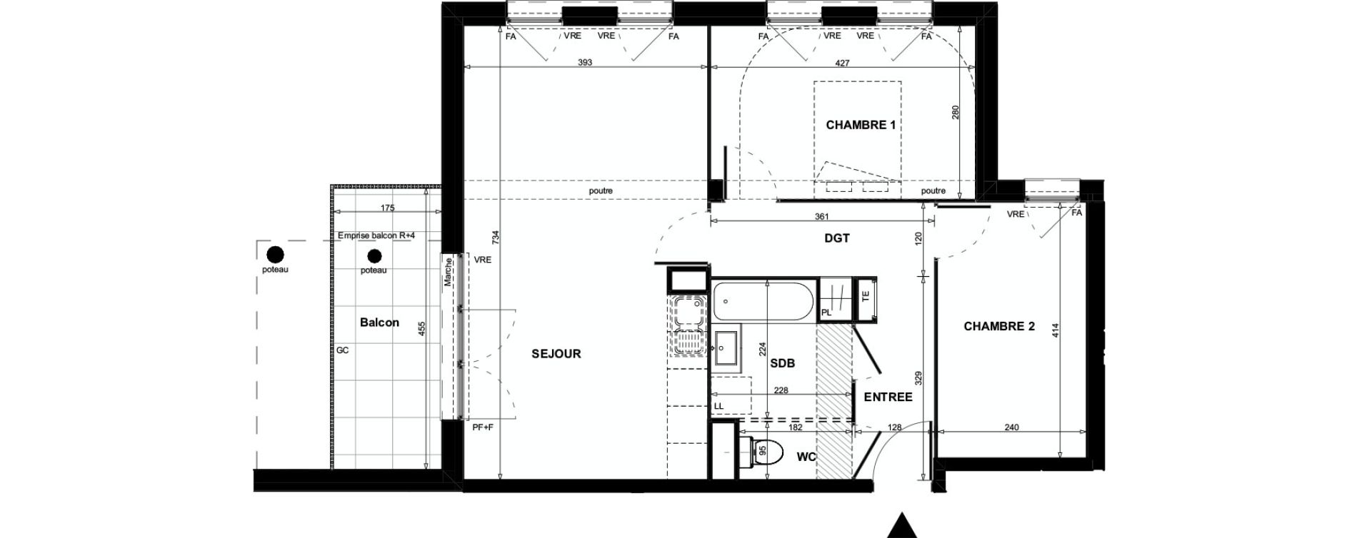 Appartement T3 de 65,53 m2 &agrave; Colomiers Centre