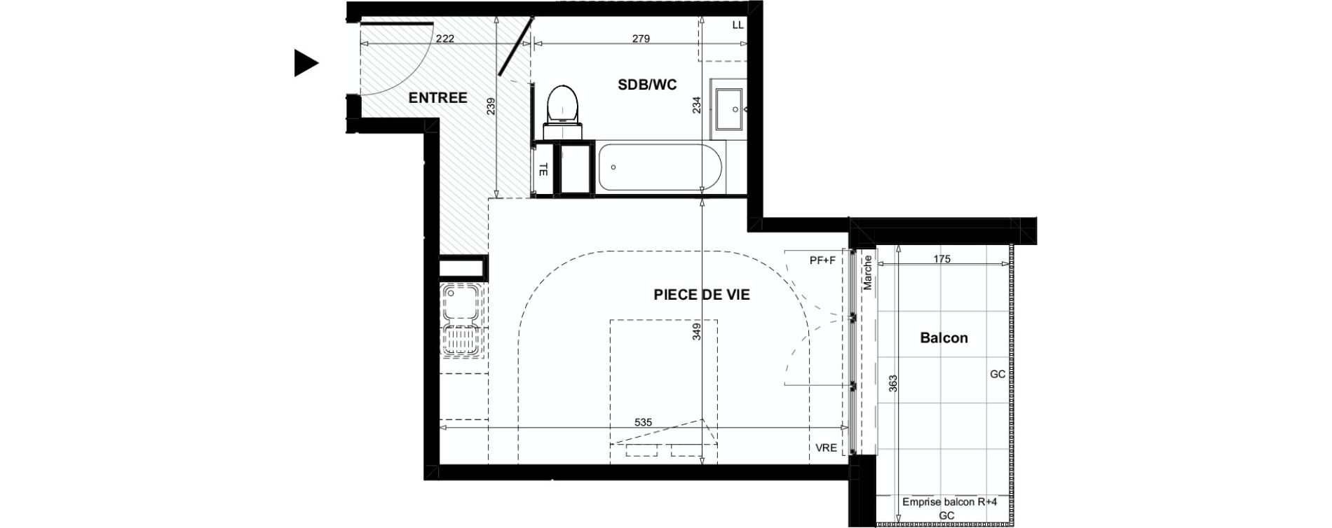 Appartement T1 de 28,09 m2 &agrave; Colomiers Centre