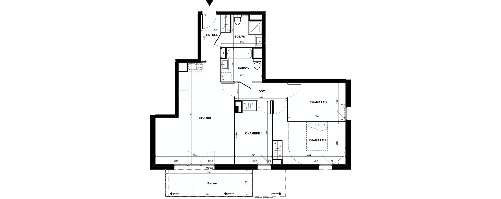 Appartement T4 de 82,02 m2 &agrave; Colomiers Centre