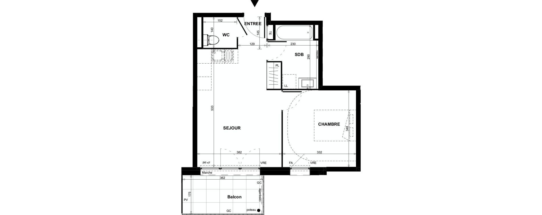 Appartement T2 de 40,85 m2 &agrave; Colomiers Centre