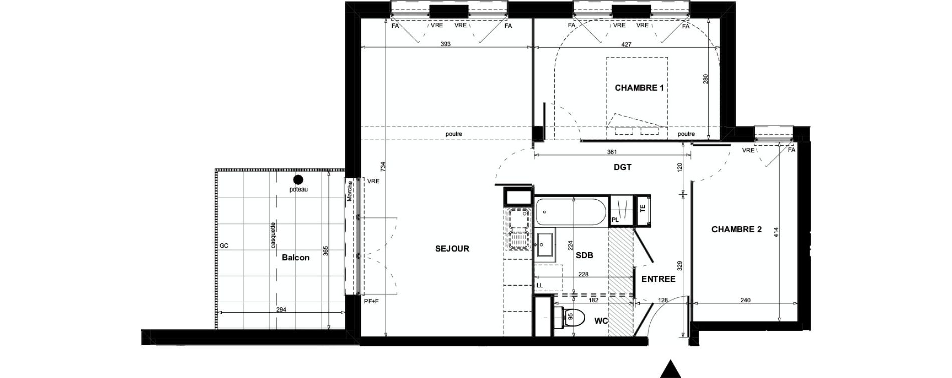 Appartement T3 de 65,53 m2 &agrave; Colomiers Centre