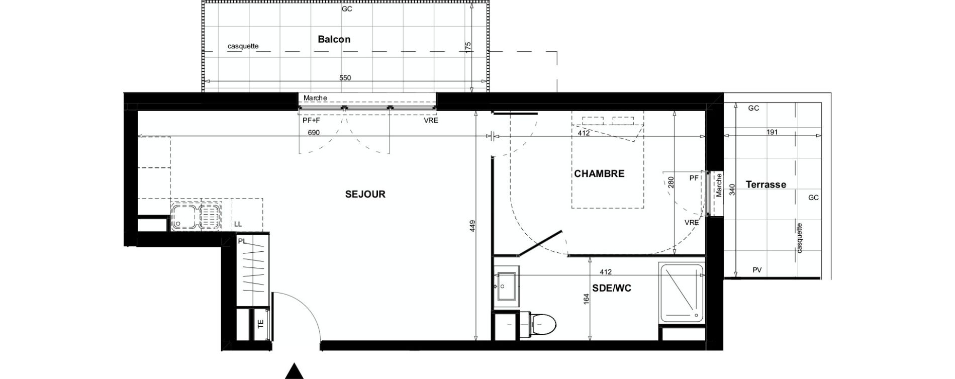 Appartement T2 de 43,86 m2 &agrave; Colomiers Centre